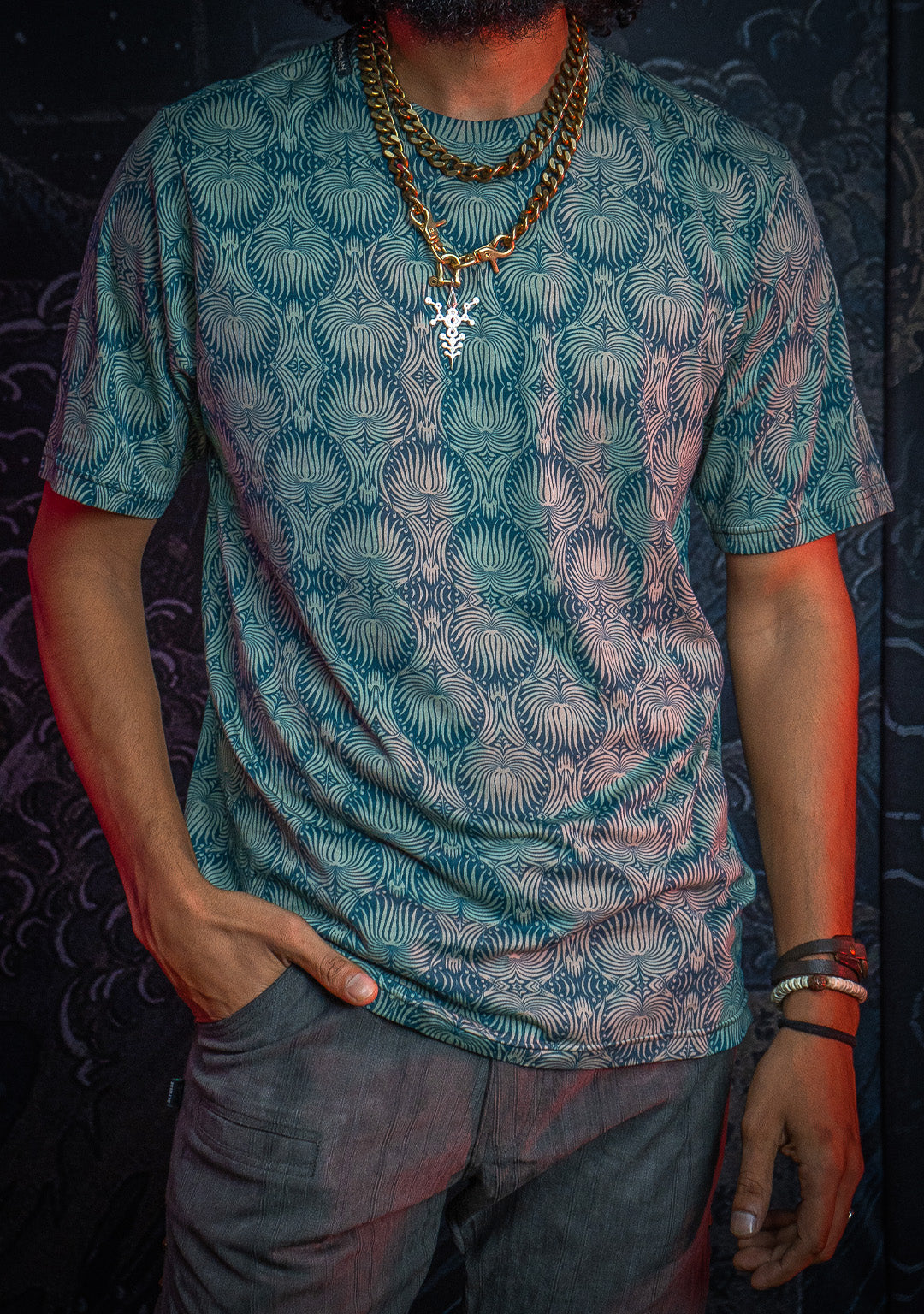 T-Shirt Men / Cotton Supima AOP - LEAVES